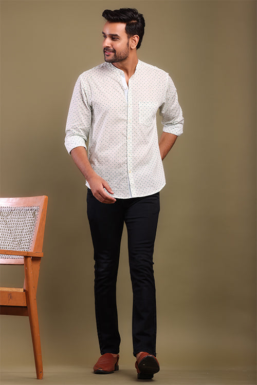 Shuddhi Teal Pola Dots Mens Shirt