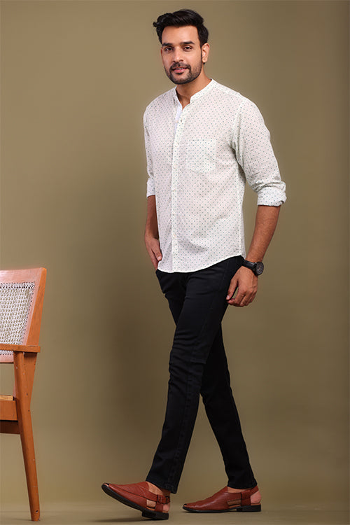 Shuddhi Teal Pola Dots Mens Shirt