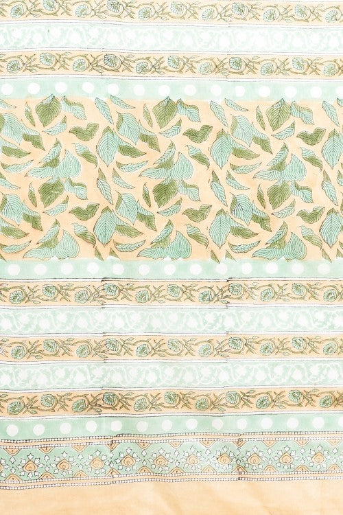 Sooti Syahi Autumnal Peach Block Print Cotton Saree Online