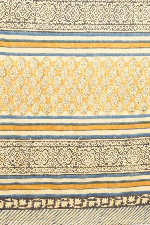 Sooti Syahi "Excelsa " Handblock Print Mul Cotton Saree