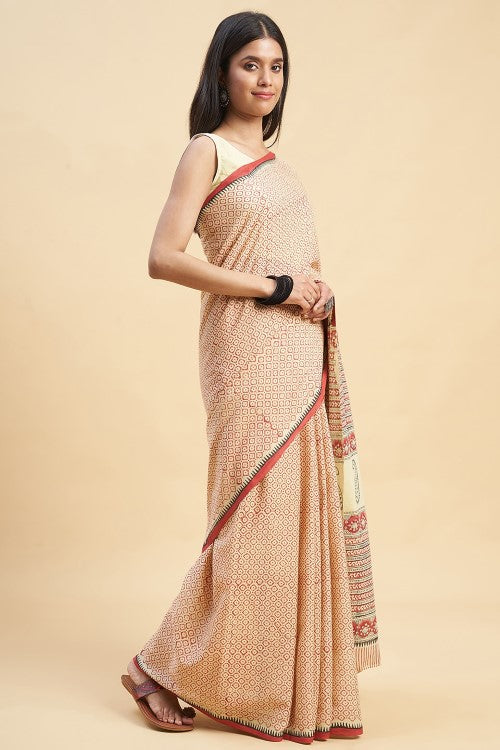 Sooti Syahi "Robusta" Handblock Print Mul Cotton Saree