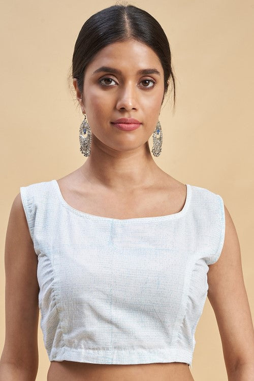 Sooti Syahi "Fiddler Orange Crab'' Block Printed Cotton Saree