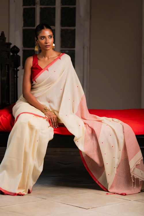 TICH Soft & Light. Handwoven Bengal Cotton Saree - Classic Hues