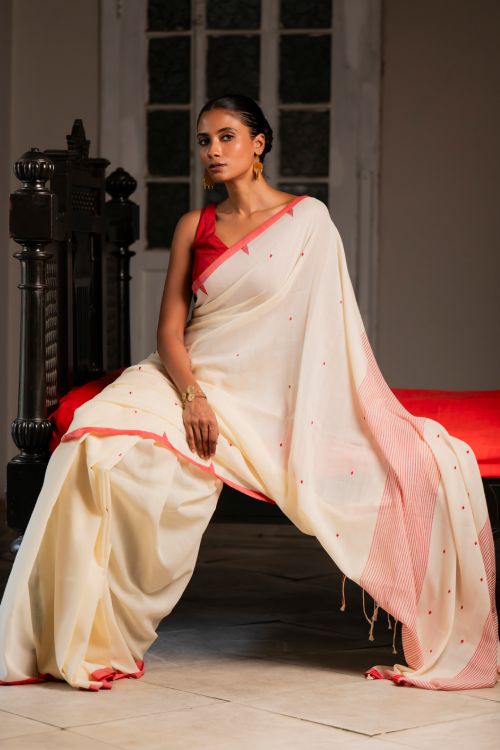 TICH Soft & Light. Handwoven Bengal Cotton Saree - Classic Hues