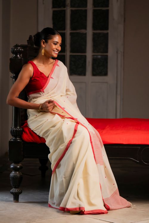 TICH Soft & Light. Handwoven Bengal Cotton Saree - Classic Hues