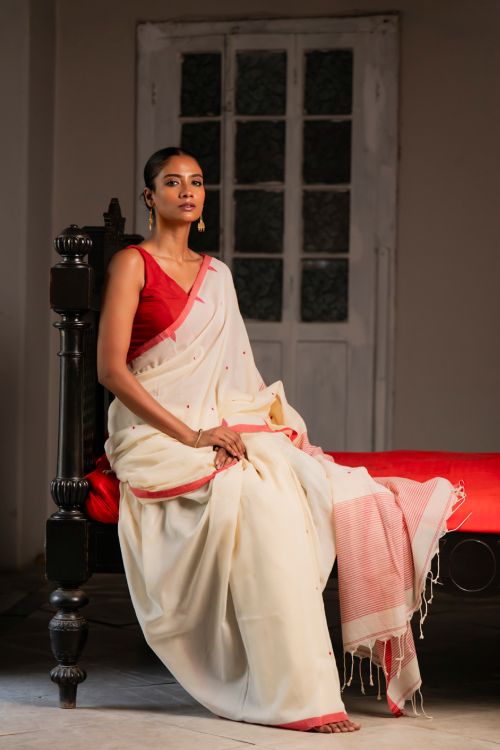 TICH Soft & Light. Handwoven Bengal Cotton Saree - Classic Hues