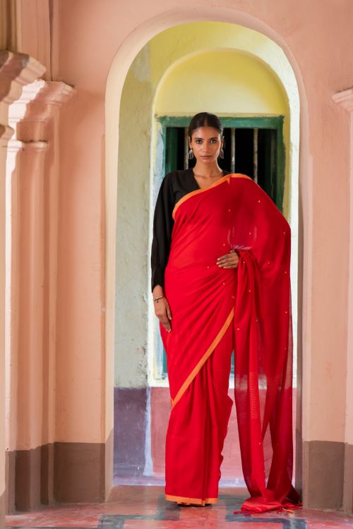 TICH Soft & Light. Handwoven Bengal Cotton Saree - Rang Dhara