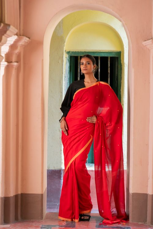 TICH Soft & Light. Handwoven Bengal Cotton Saree - Rang Dhara