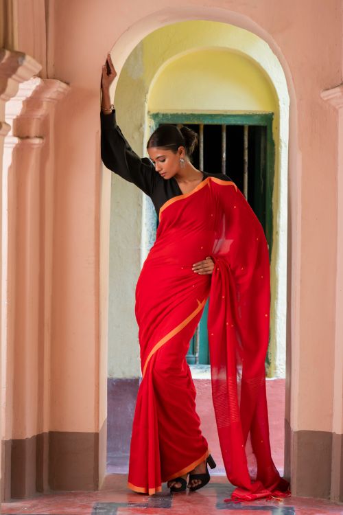 TICH Soft & Light. Handwoven Bengal Cotton Saree - Rang Dhara