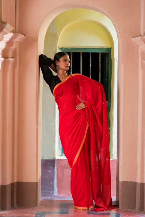TICH Soft & Light. Handwoven Bengal Cotton Saree - Rang Dhara