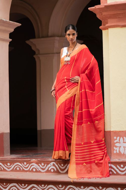 TICH Soft & Light. Handwoven Bengal Cotton Saree - Binyas