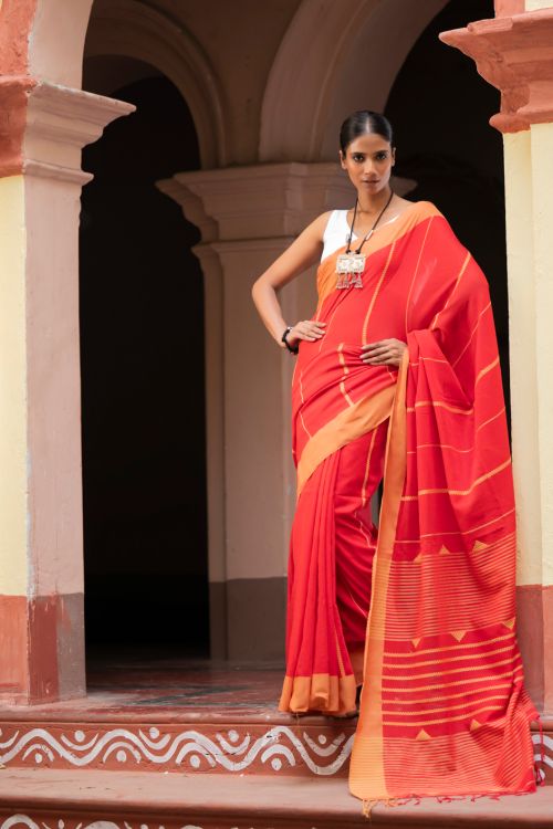 TICH Soft & Light. Handwoven Bengal Cotton Saree - Binyas