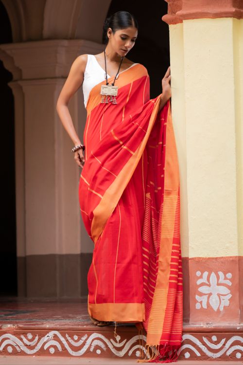 TICH Soft & Light. Handwoven Bengal Cotton Saree - Binyas