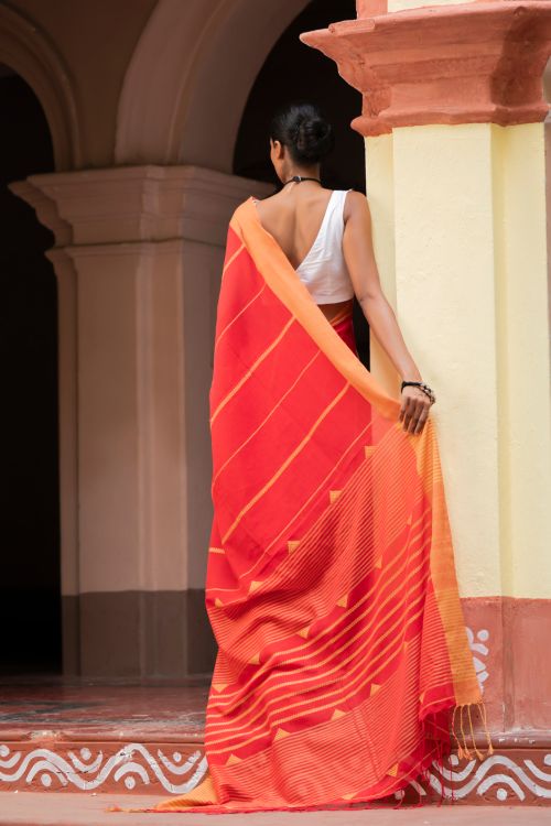 TICH Soft & Light. Handwoven Bengal Cotton Saree - Binyas