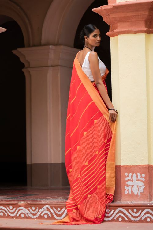 TICH Soft & Light. Handwoven Bengal Cotton Saree - Binyas