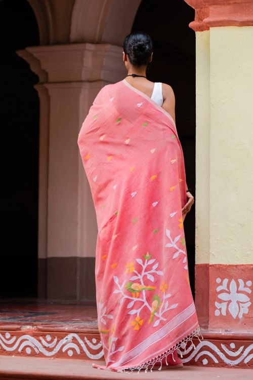 TICH Exclusive Soft Handwoven Bengal Cotton Jamdani Saree - Pakhipath