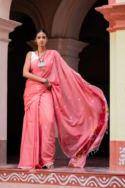 TICH Exclusive Soft Handwoven Bengal Cotton Jamdani Saree - Pakhipath