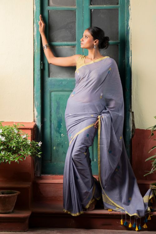 TICH Soft & Light. Handwoven Bengal Cotton Saree - Ashleaf