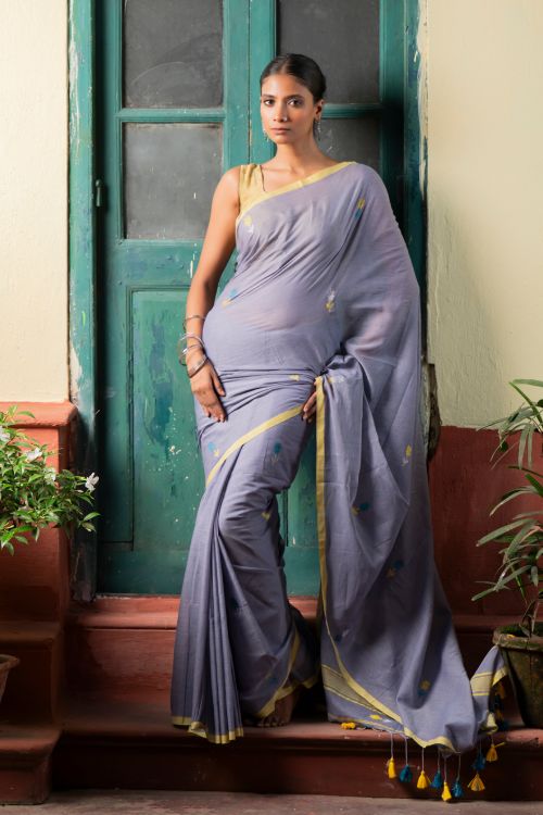 TICH Soft & Light. Handwoven Bengal Cotton Saree - Ashleaf
