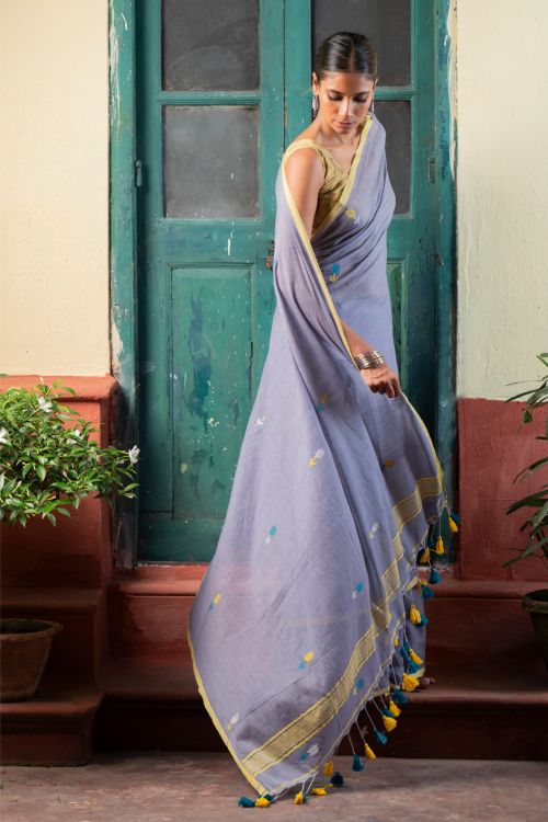 TICH Soft & Light. Handwoven Bengal Cotton Saree - Ashleaf