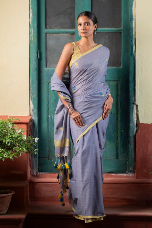 TICH Soft & Light. Handwoven Bengal Cotton Saree - Ashleaf