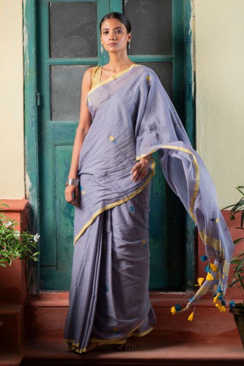 TICH Soft & Light. Handwoven Bengal Cotton Saree - Ashleaf