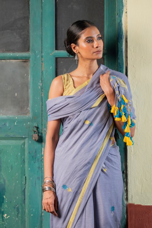 TICH Soft & Light. Handwoven Bengal Cotton Saree - Ashleaf