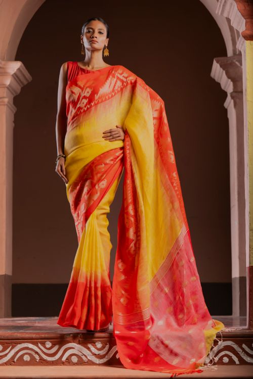 TICH Exclusive Handwoven Bengal Linen Jamdani Saree - Sondhya Tara