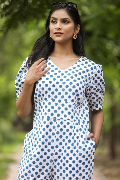 Sooti Syahi Blueberries Hand Block Printed  Jumpsuit