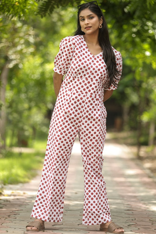 Sooti Syahi Cranberries Hand Block Printed  Jumpsuit