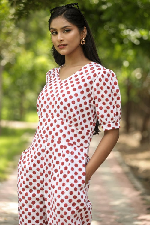 Sooti Syahi Cranberries Hand Block Printed  Jumpsuit