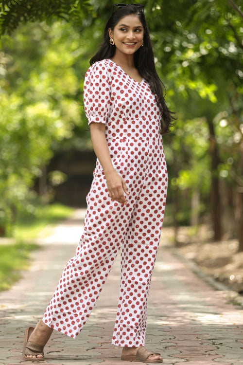 Sooti Syahi Cranberries Hand Block Printed  Jumpsuit