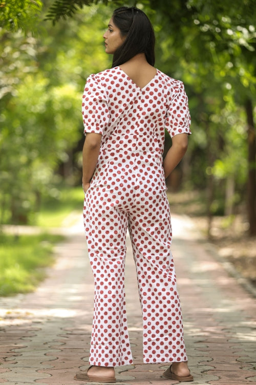 Sooti Syahi Cranberries Hand Block Printed  Jumpsuit