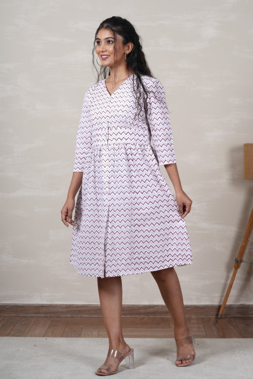 Sooti Syahi Lycoris Lane Hand Block Printed Cotton Dress