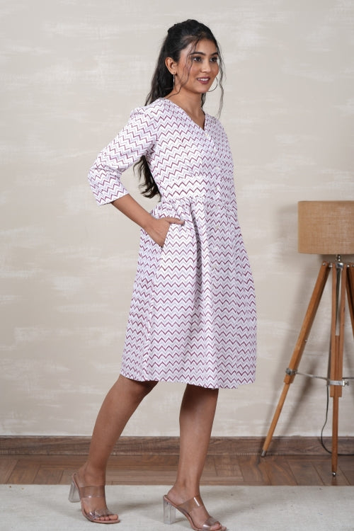 Sooti Syahi Lycoris Lane Hand Block Printed Cotton Dress