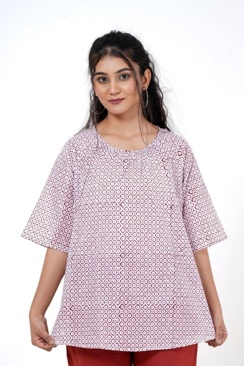 Sooti Syahi Bloom Bliss Hand Block Printed Top