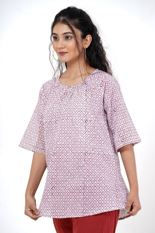 Sooti Syahi Bloom Bliss Hand Block Printed Top