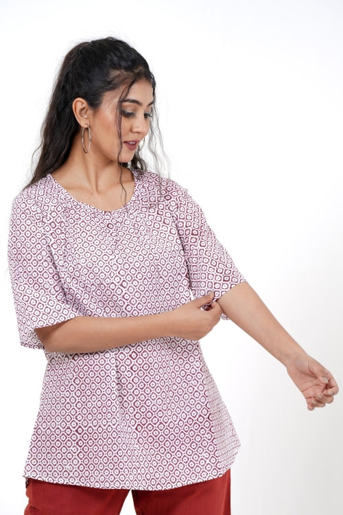 Sooti Syahi Bloom Bliss Hand Block Printed Top