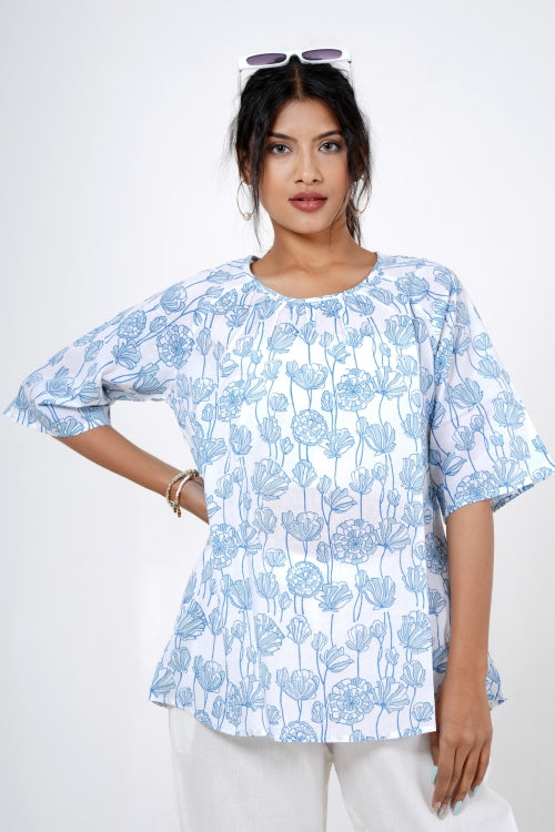 Sooti Syahi Lavish Lily Hand Block Printed Top