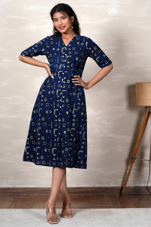 Sooti Syahi Ariel Hand Block Printed Dress