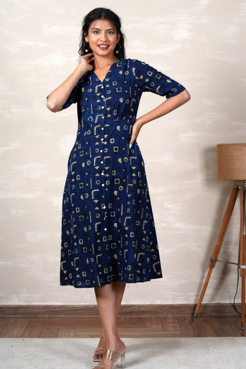 Sooti Syahi Ariel Hand Block Printed Dress