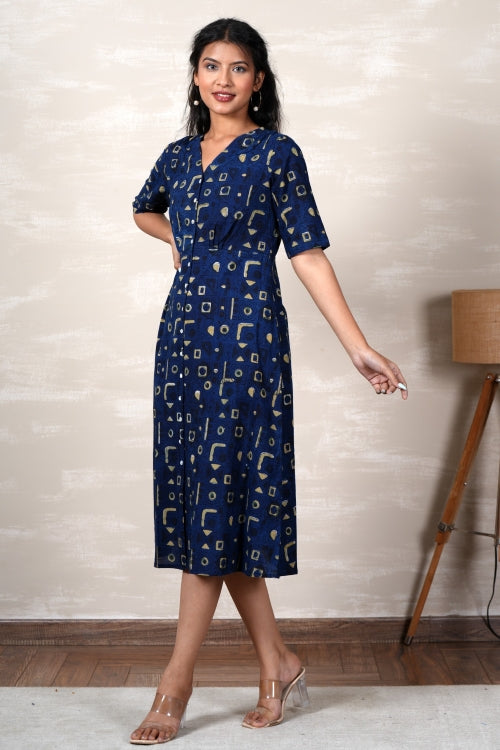 Sooti Syahi Ariel Hand Block Printed Dress