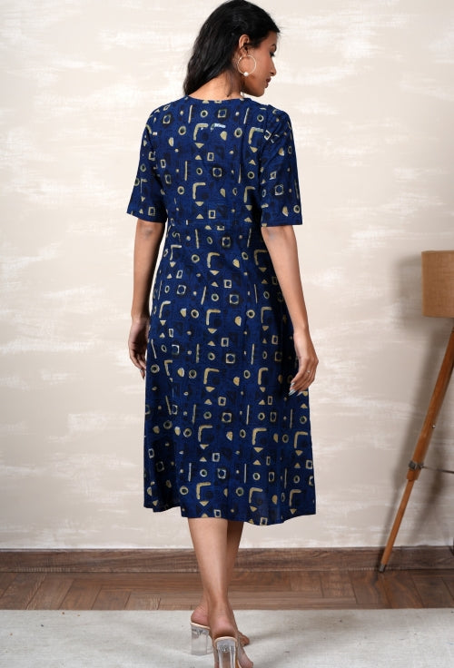 Sooti Syahi Ariel Hand Block Printed Dress