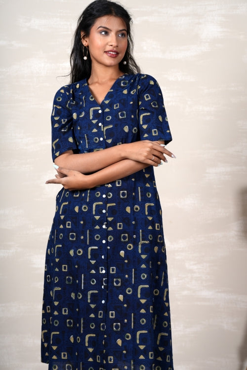 Sooti Syahi Ariel Hand Block Printed Dress