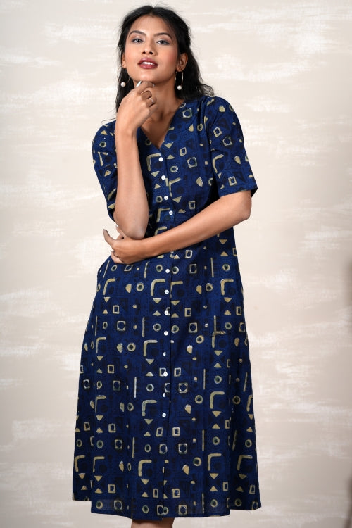 Sooti Syahi Ariel Hand Block Printed Dress
