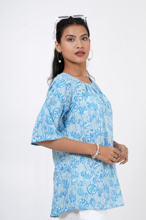 Sooti Syahi Tranquil Tulip Hand Block Printed Top