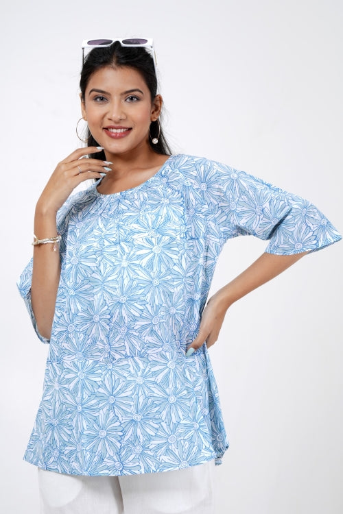 Sooti Syahi Floral Fusion Hand Block Printed Top