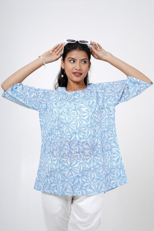 Sooti Syahi Floral Fusion Hand Block Printed Top