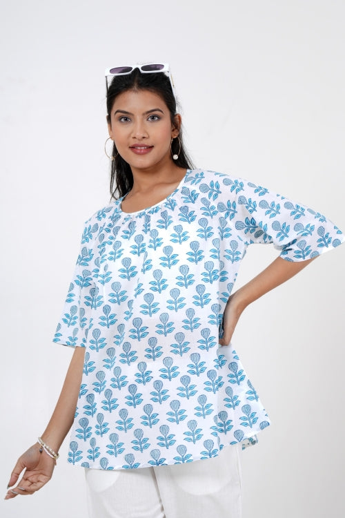 Sooti Syahi Petal Pulse Hand Block Printed Top