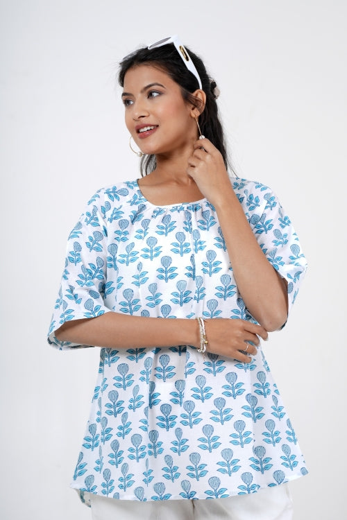 Sooti Syahi Petal Pulse Hand Block Printed Top